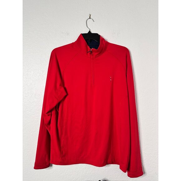 F&G Mens Red Quarter-Zip Pullover Jacket Size L With Embroidered Golf Club Logo - Picture 1 of 9